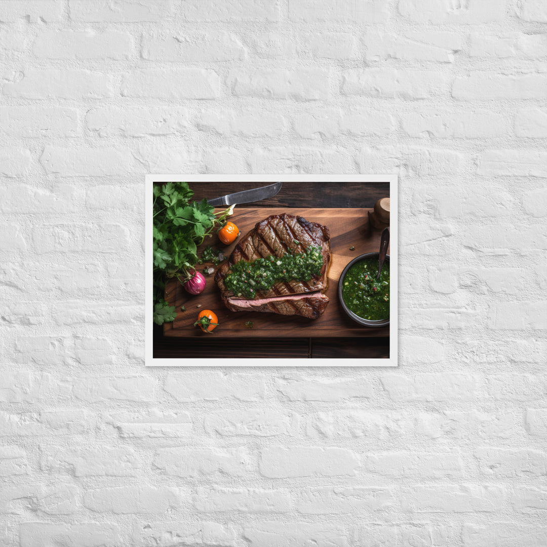 Grilled Sirloin with Chimichurri Sauce Framed poster 🤤 from Yumify.AI