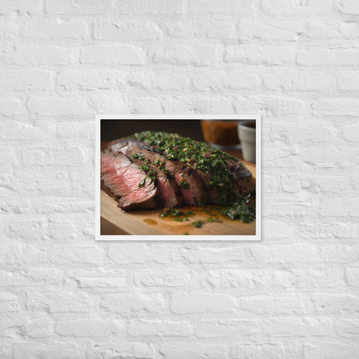 Grilled Flank Steak with Chimichurri Sauce Framed poster 🤤 from Yumify.AI