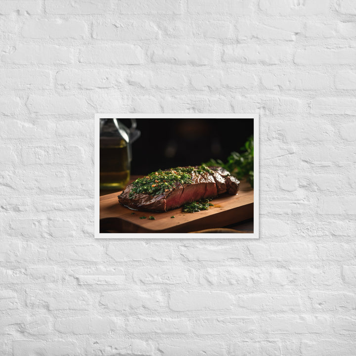 Grilled Flank Steak with Chimichurri Sauce Framed poster 🤤 from Yumify.AI