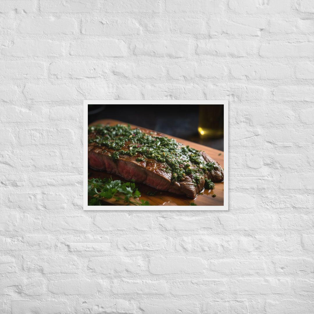 Grilled Flank Steak with Chimichurri Sauce Framed poster 🤤 from Yumify.AI