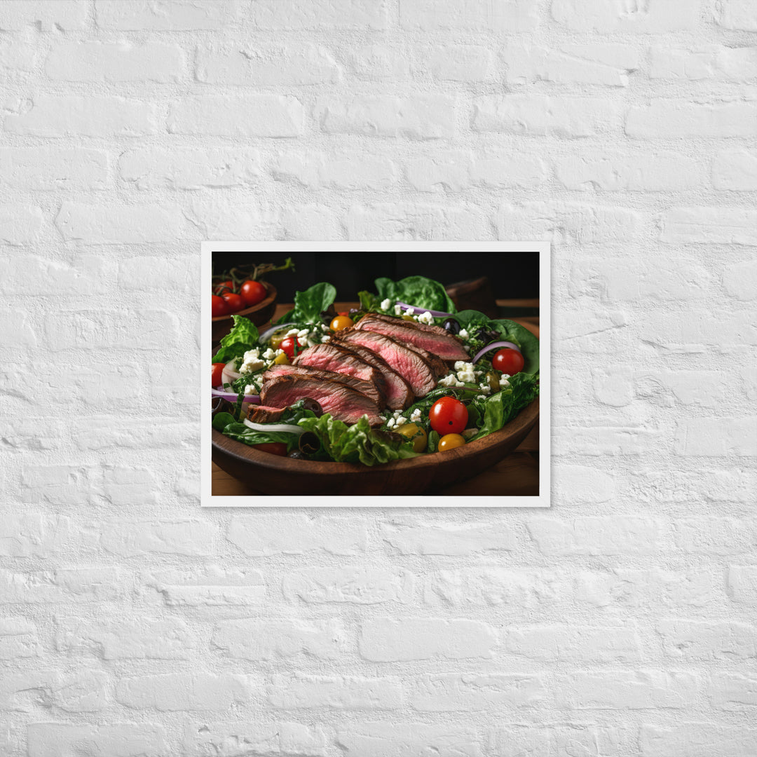 Flank Steak Salad with Fresh Greens Framed poster 🤤 from Yumify.AI