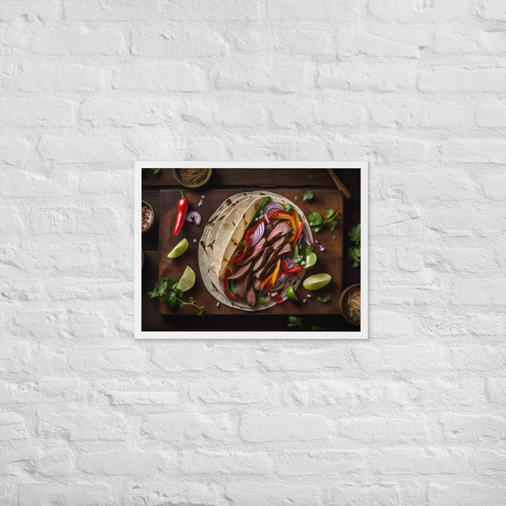 Flank Steak Fajitas with Fresh Veggies Framed poster 🤤 from Yumify.AI