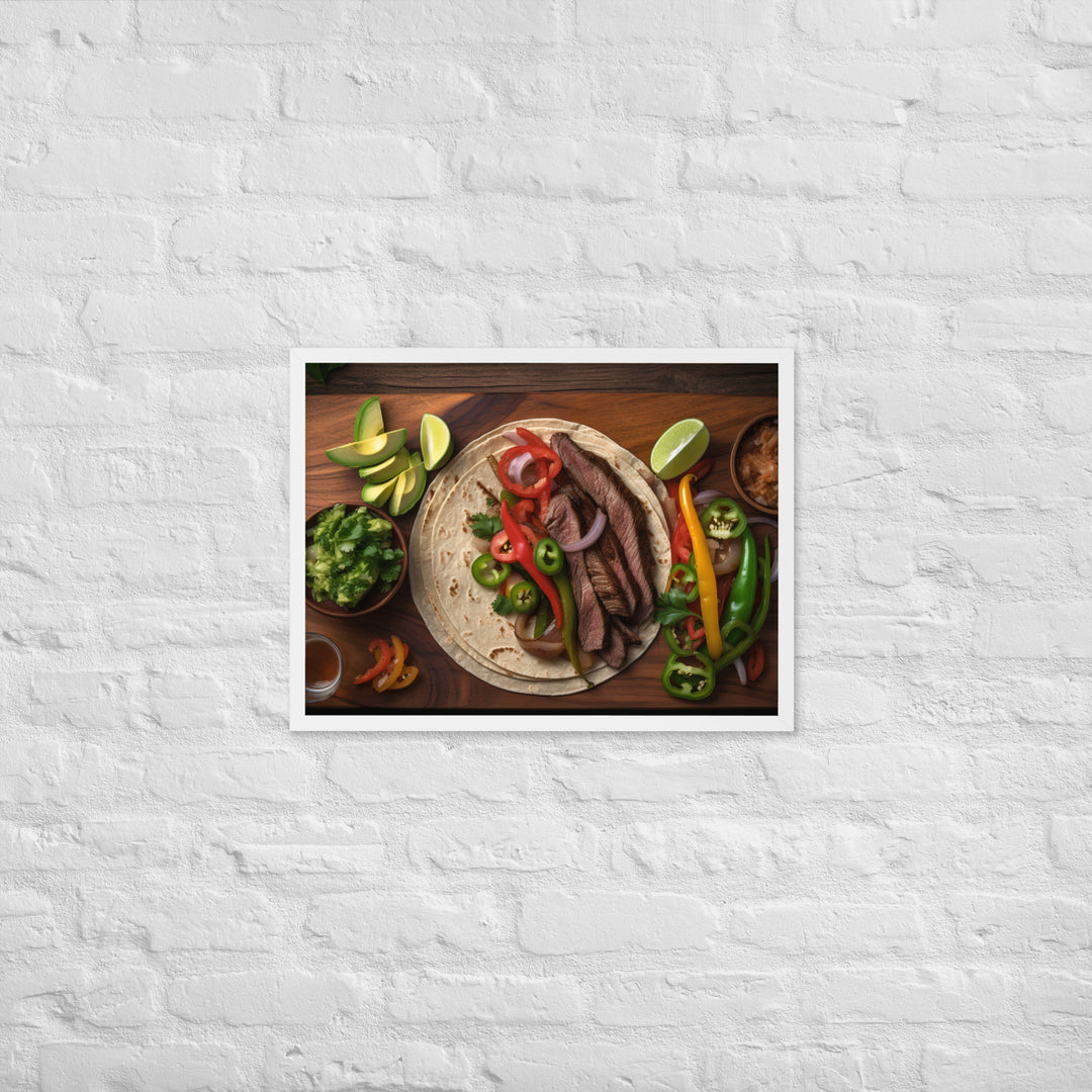 Flank Steak Fajitas with Fresh Veggies Framed poster 🤤 from Yumify.AI