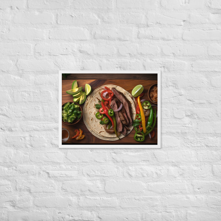 Flank Steak Fajitas with Fresh Veggies Framed poster 🤤 from Yumify.AI