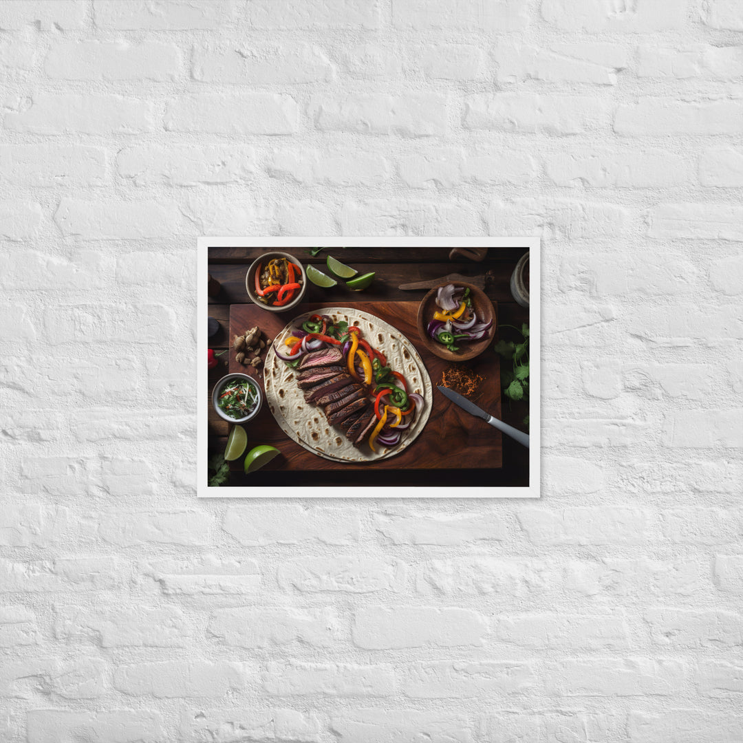 Flank Steak Fajitas with Fresh Veggies Framed poster 🤤 from Yumify.AI