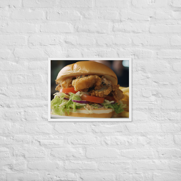 Pacific Oyster Po Boy Sandwich Framed poster 🤤 from Yumify.AI