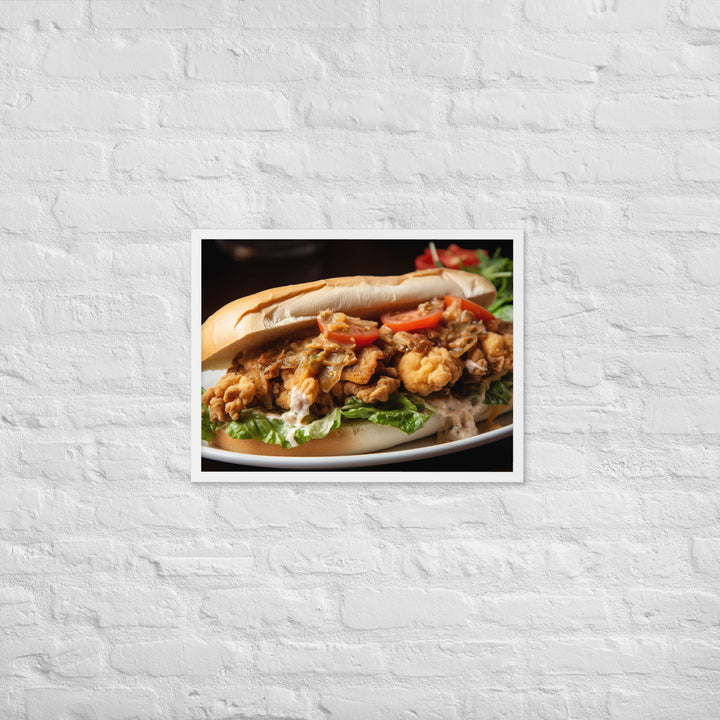 Pacific Oyster Po Boy Sandwich Framed poster 🤤 from Yumify.AI