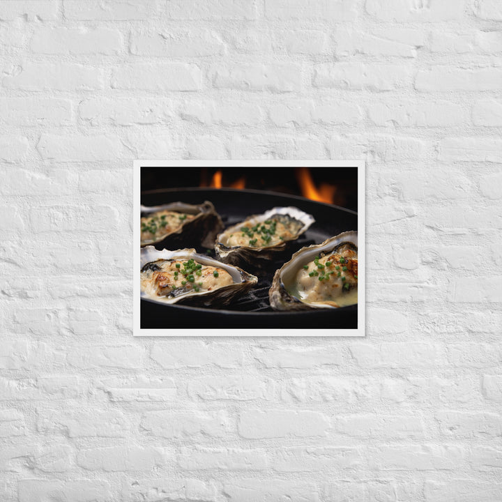 Grilled Pacific Oysters with Garlic and Butter Framed poster 🤤 from Yumify.AI