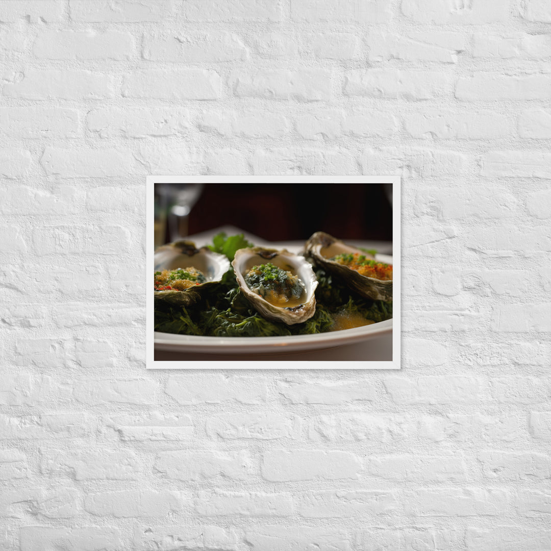 Malpeque Oysters Rockefeller Framed poster 🤤 from Yumify.AI