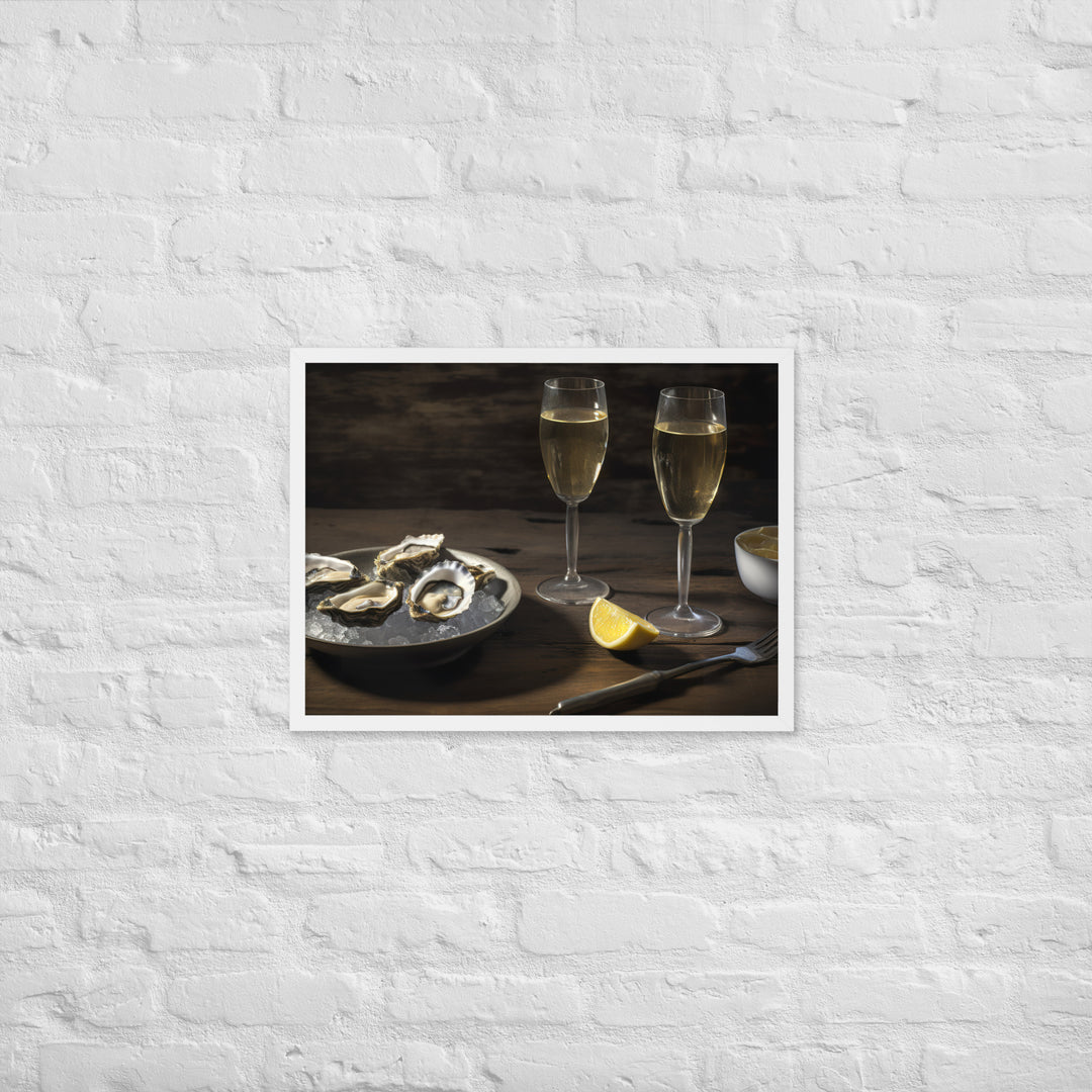 European Flat Oysters and Champagne Framed poster 🤤 from Yumify.AI