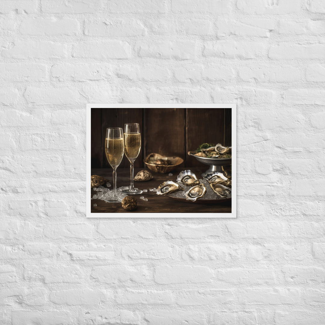 European Flat Oysters and Champagne Framed poster 🤤 from Yumify.AI