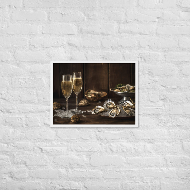 European Flat Oysters and Champagne Framed poster 🤤 from Yumify.AI