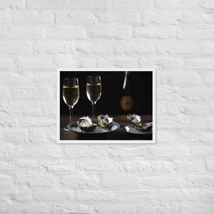 European Flat Oysters and Champagne Framed poster 🤤 from Yumify.AI