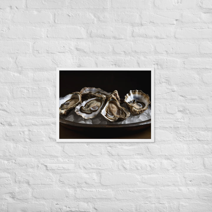 Delicate Olympia Oysters on the Half Shell Framed poster 🤤 from Yumify.AI