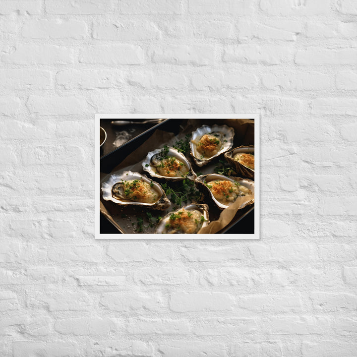 Baked Pacific Oysters with Cheese and Herbs Framed poster 🤤 from Yumify.AI