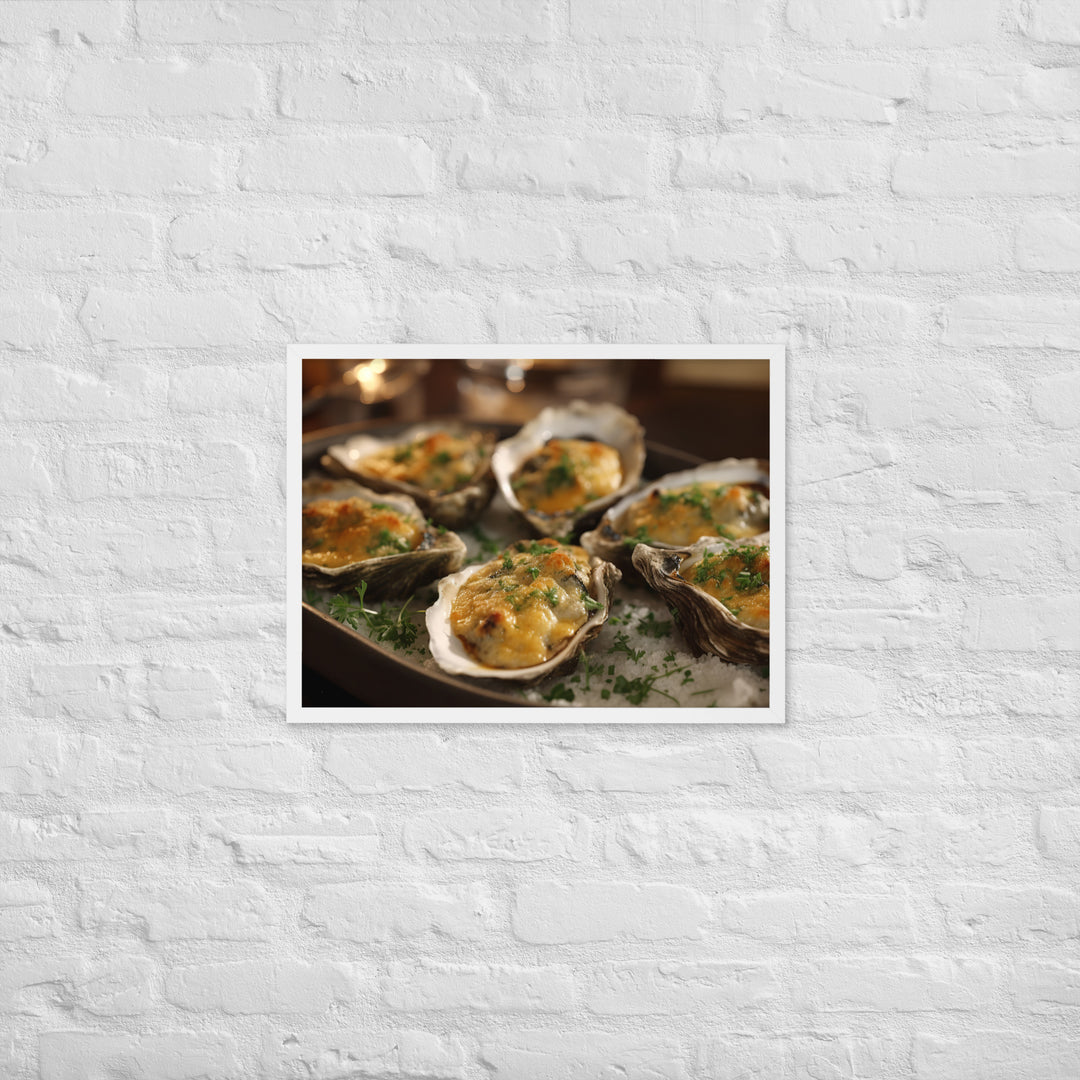 Baked Pacific Oysters with Cheese and Herbs Framed poster 🤤 from Yumify.AI