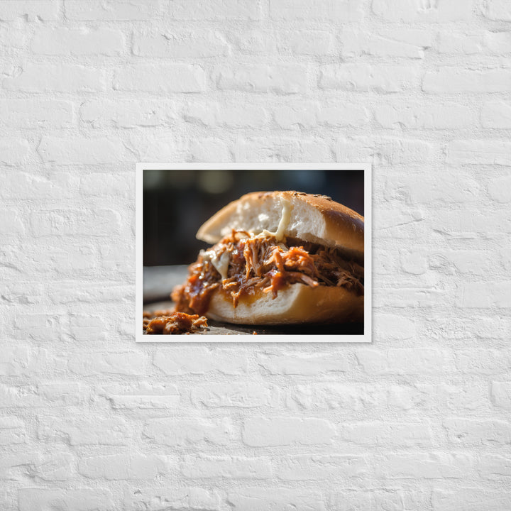 Melt in Your Mouth Pulled Pork Sandwich Framed poster 🤤 from Yumify.AI