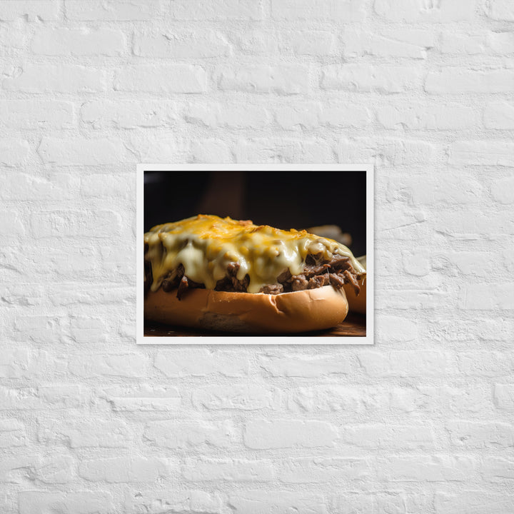 Cheesy Philly Cheesesteak Framed poster 🤤 from Yumify.AI