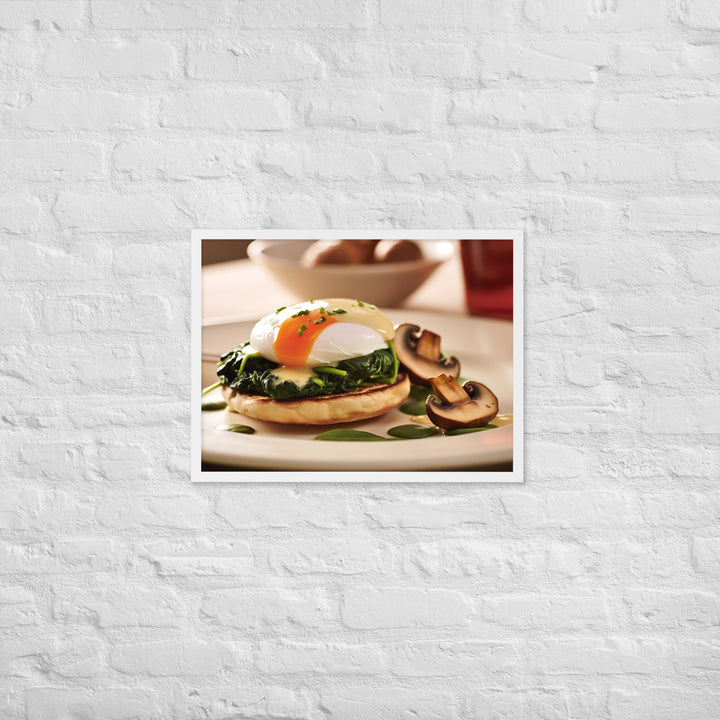 Spinach and Mushroom Eggs Benedict Framed poster 🤤 from Yumify.AI