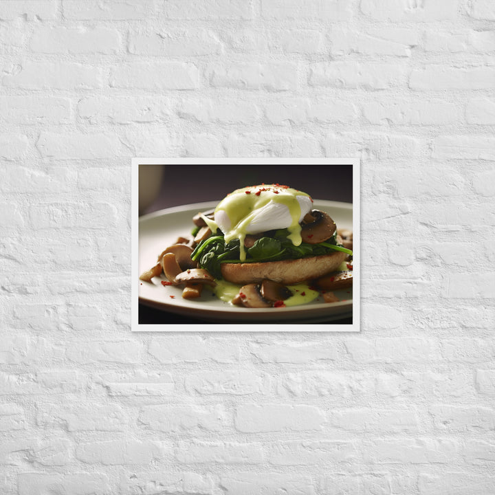 Spinach and Mushroom Eggs Benedict Framed poster 🤤 from Yumify.AI