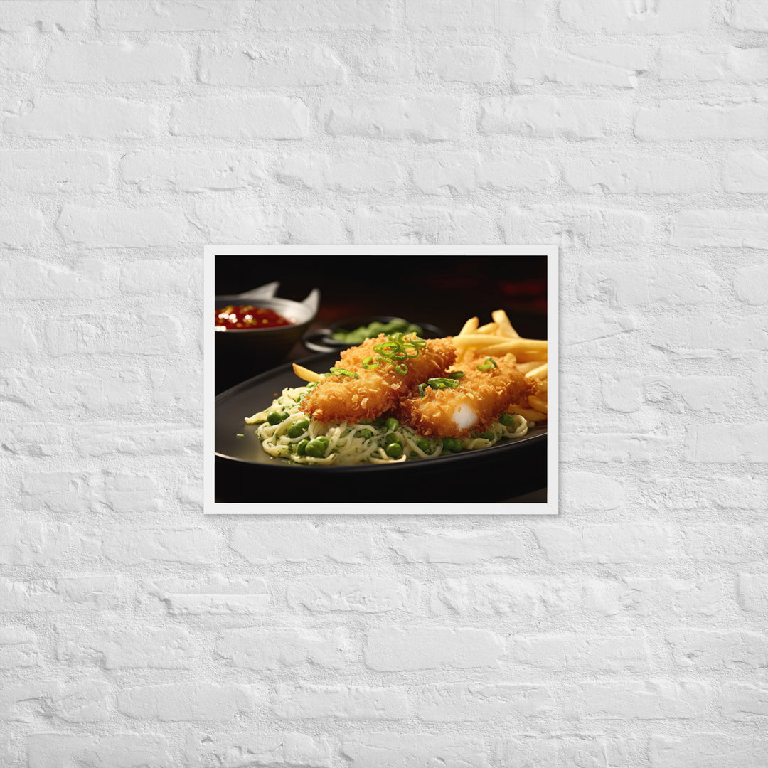 Panko Crusted Fish and Shoestring Fries Framed poster 🤤 from Yumify.AI