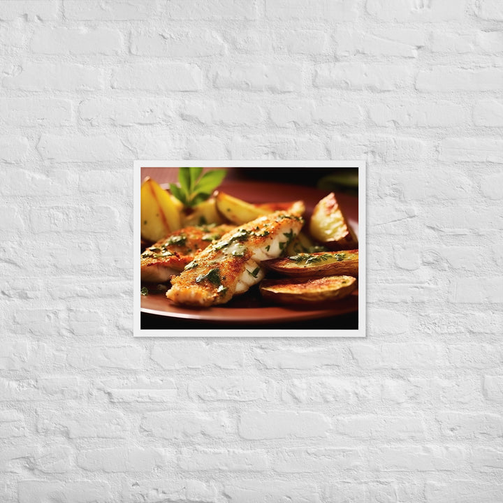 Oven Baked Fish and Wedges Framed poster 🤤 from Yumify.AI