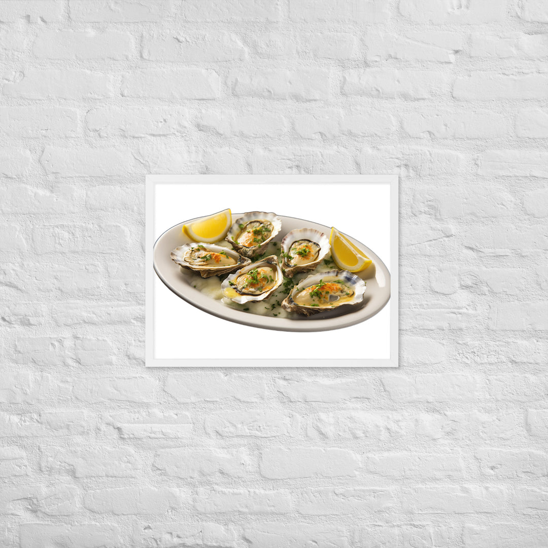 Grilled Oysters with Garlic Butter Framed poster 🤤 from Yumify.AI