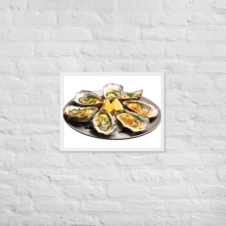 Grilled Oysters with Garlic Butter Framed poster 🤤 from Yumify.AI