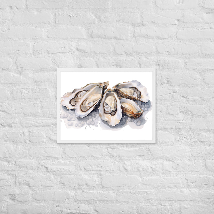 Fresh Raw Oysters Framed poster 🤤 from Yumify.AI