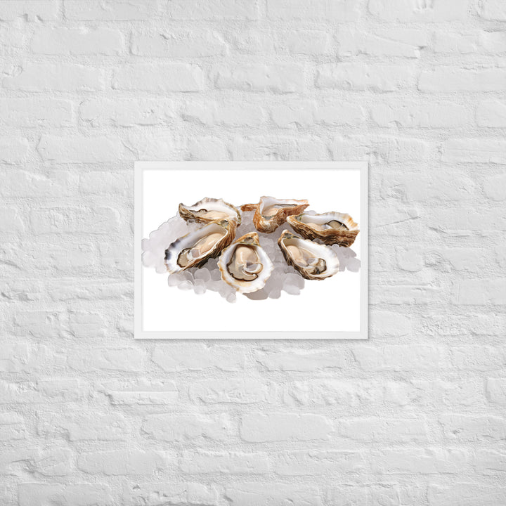 Fresh Raw Oysters Framed poster 🤤 from Yumify.AI