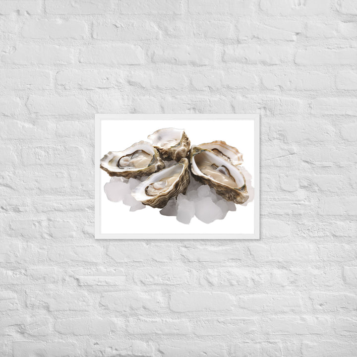 Fresh Raw Oysters Framed poster 🤤 from Yumify.AI