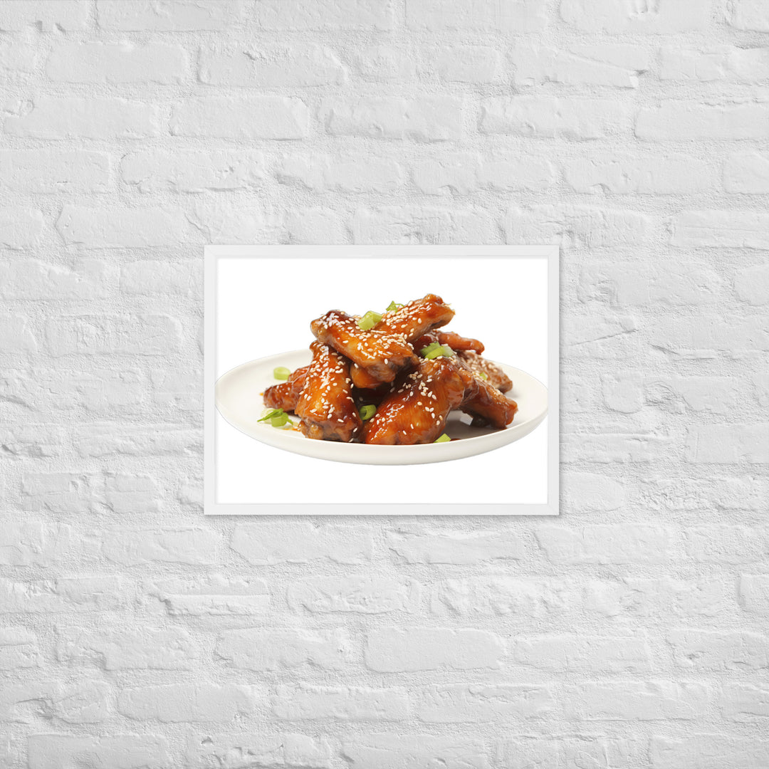 Teriyaki Glazed Chicken Wings Framed poster 🤤 from Yumify.AI