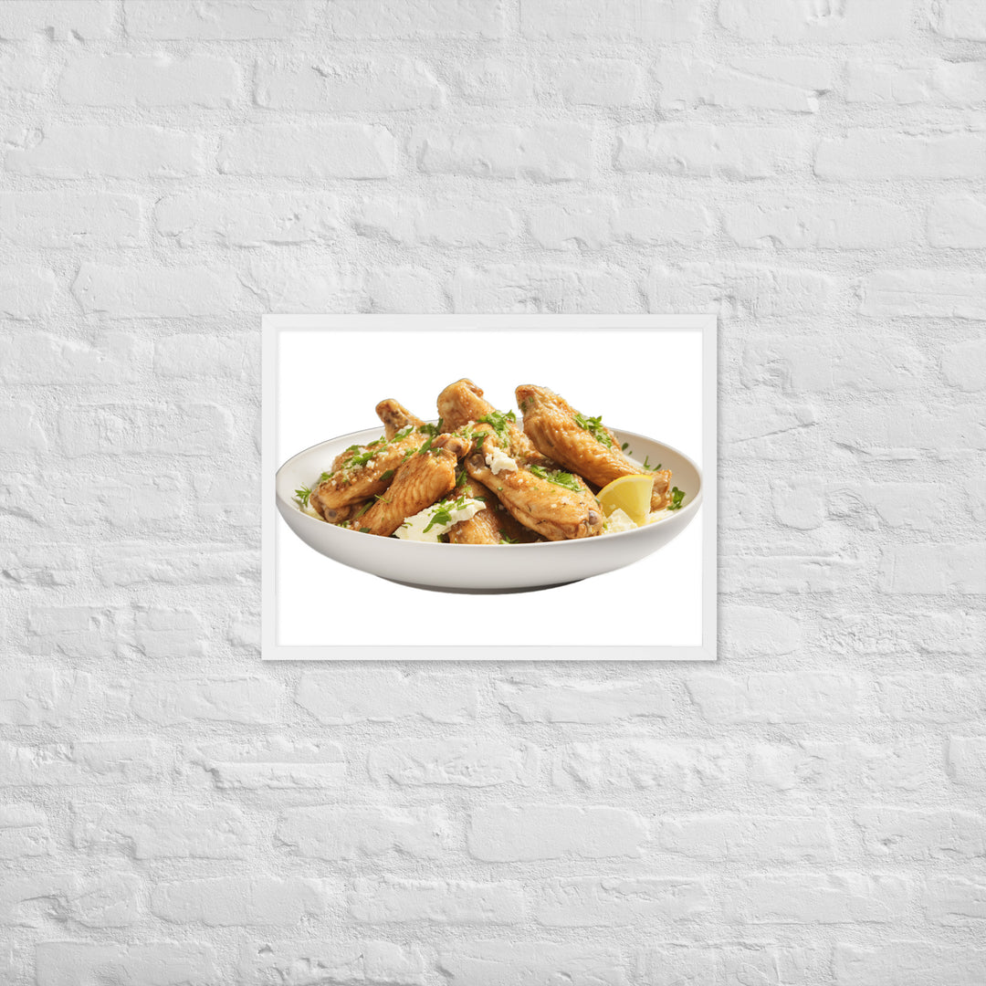 Garlic Parmesan Chicken Wings Framed poster 🤤 from Yumify.AI