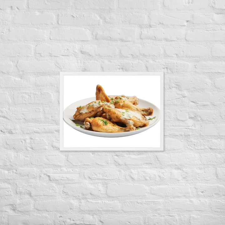 Garlic Parmesan Chicken Wings Framed poster 🤤 from Yumify.AI