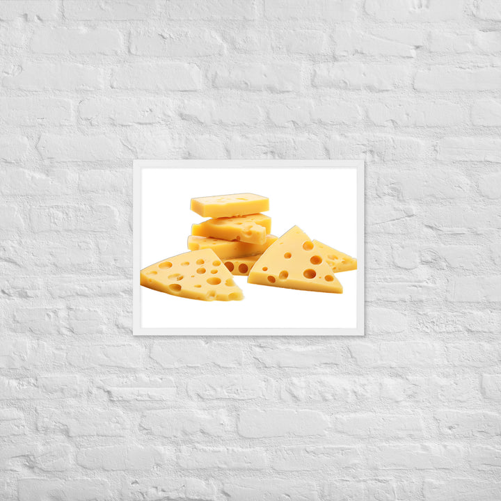 Swiss Cheese Slices Framed poster 🤤 from Yumify.AI