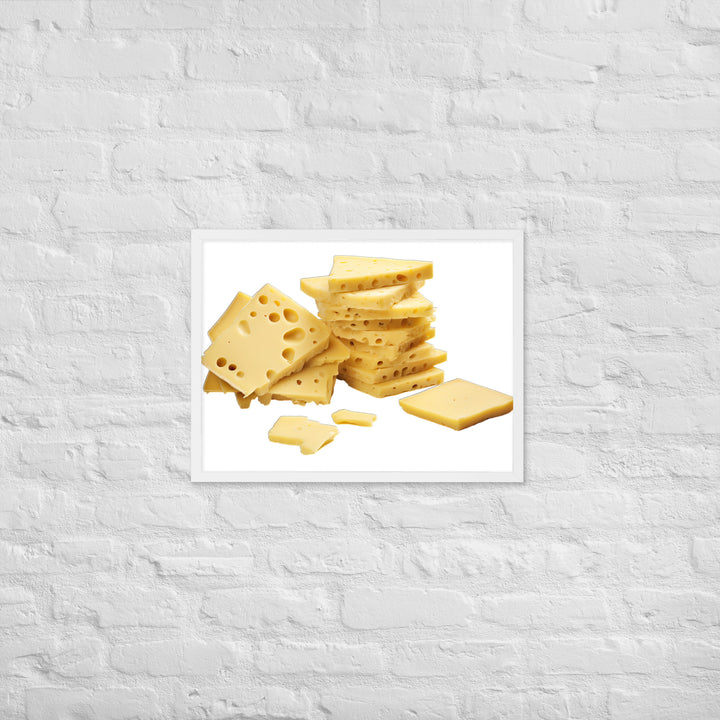 Swiss Cheese Slices Framed poster 🤤 from Yumify.AI