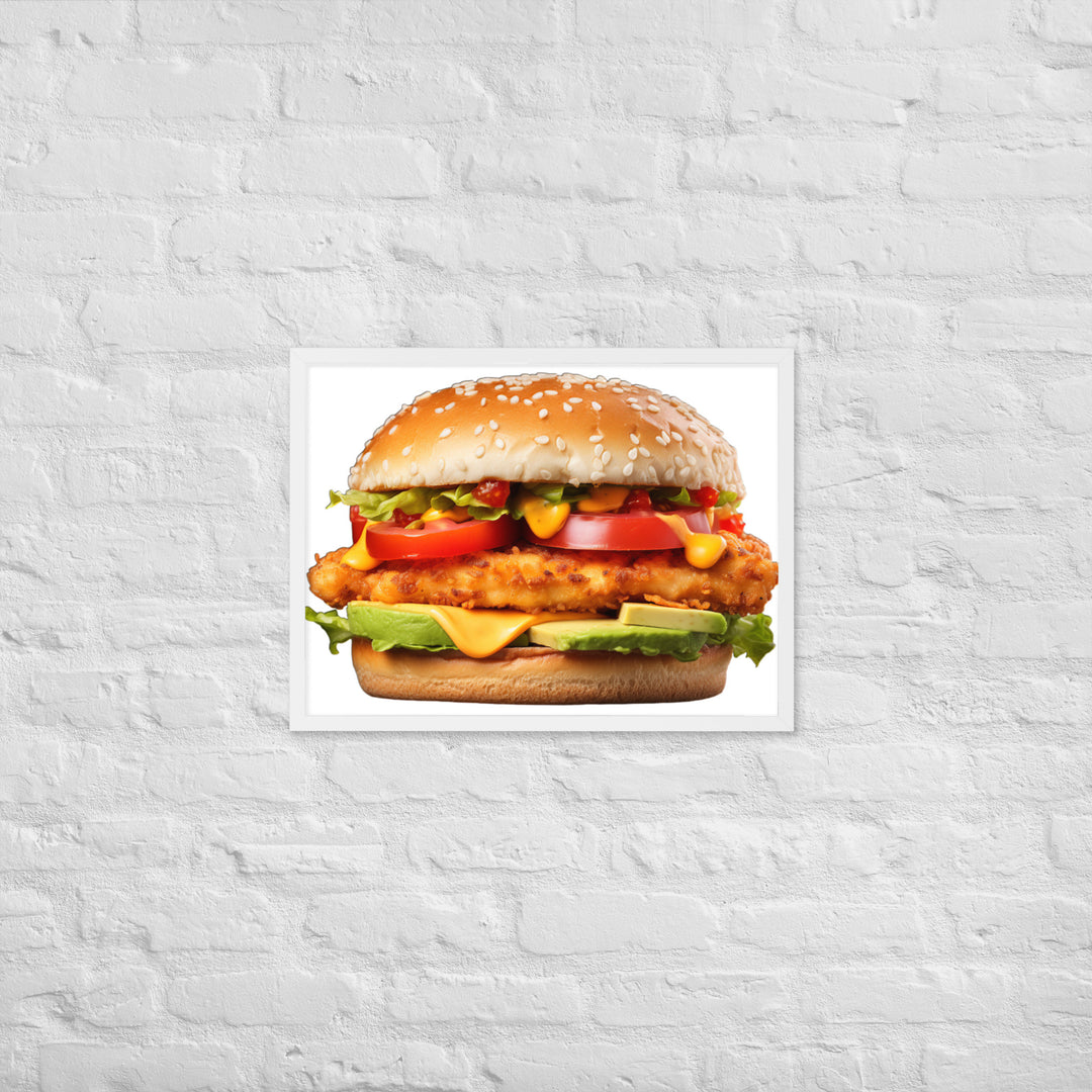 Spicy Chicken Burger Delight Framed poster 🤤 from Yumify.AI