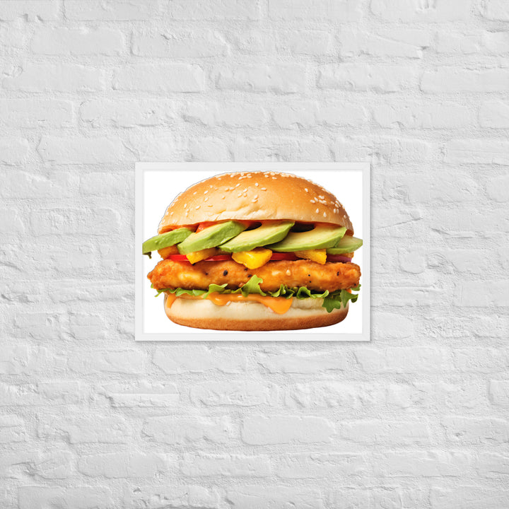 Spicy Chicken Burger Delight Framed poster 🤤 from Yumify.AI