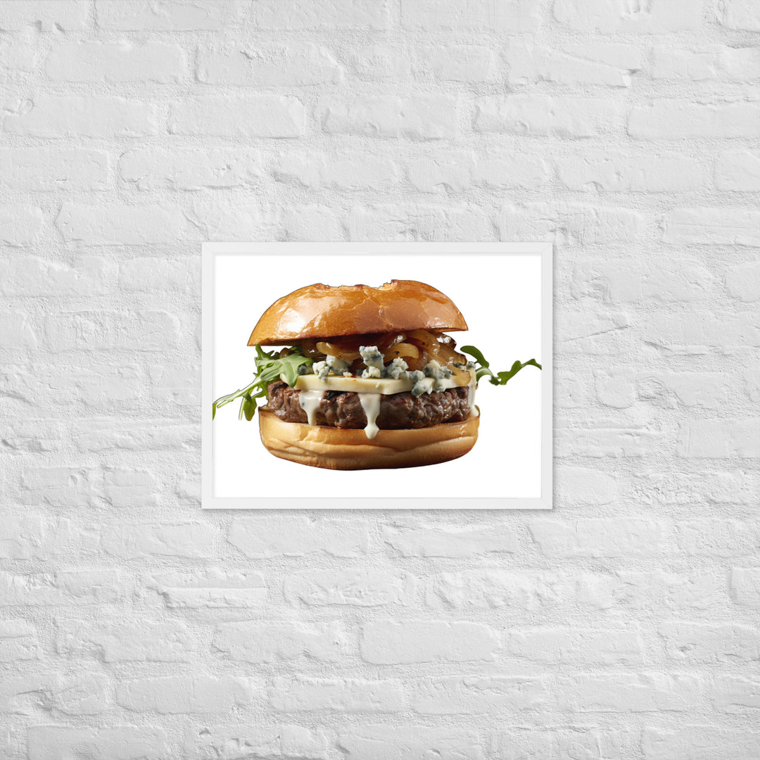 Gourmet Blue Cheese Burger Framed poster 🤤 from Yumify.AI