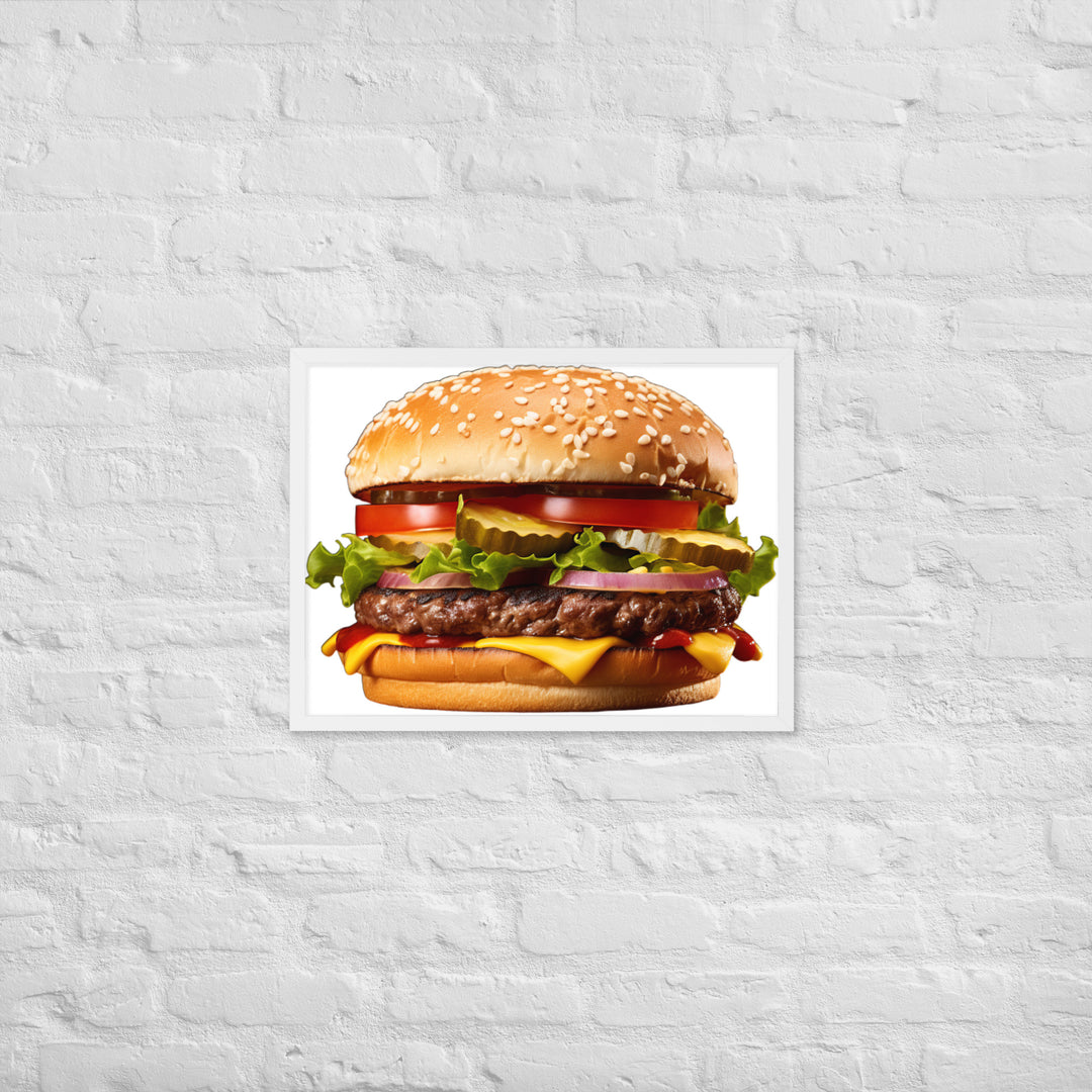 Classic Juicy Beef Burger Framed poster 🤤 from Yumify.AI