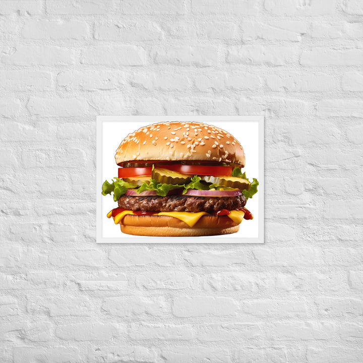 Classic Juicy Beef Burger Framed poster 🤤 from Yumify.AI