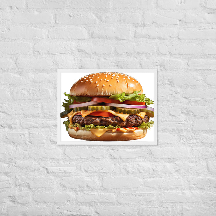 Classic Juicy Beef Burger Framed poster 🤤 from Yumify.AI