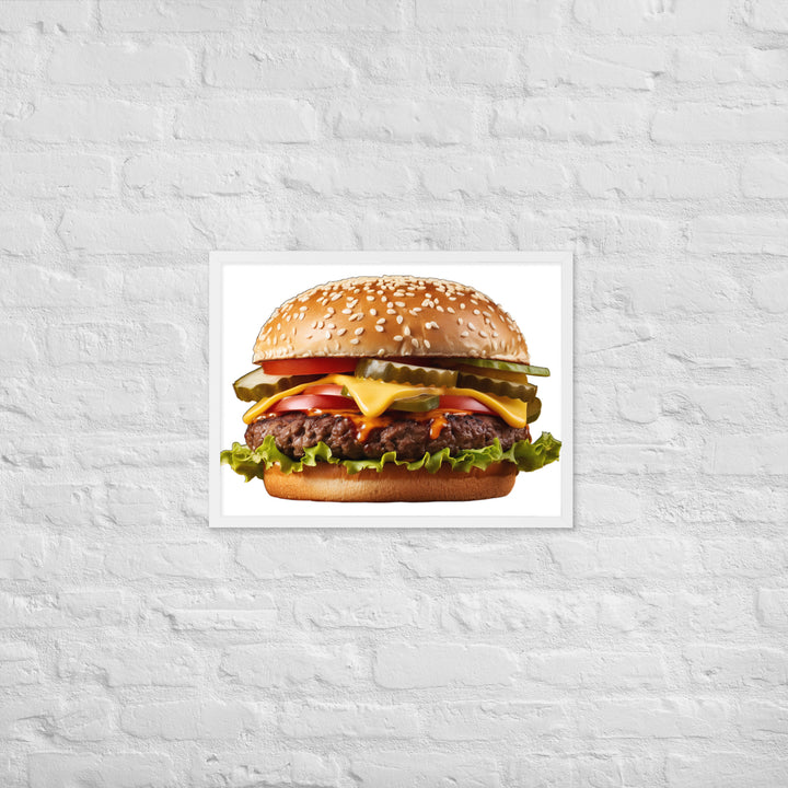 Classic Juicy Beef Burger Framed poster 🤤 from Yumify.AI