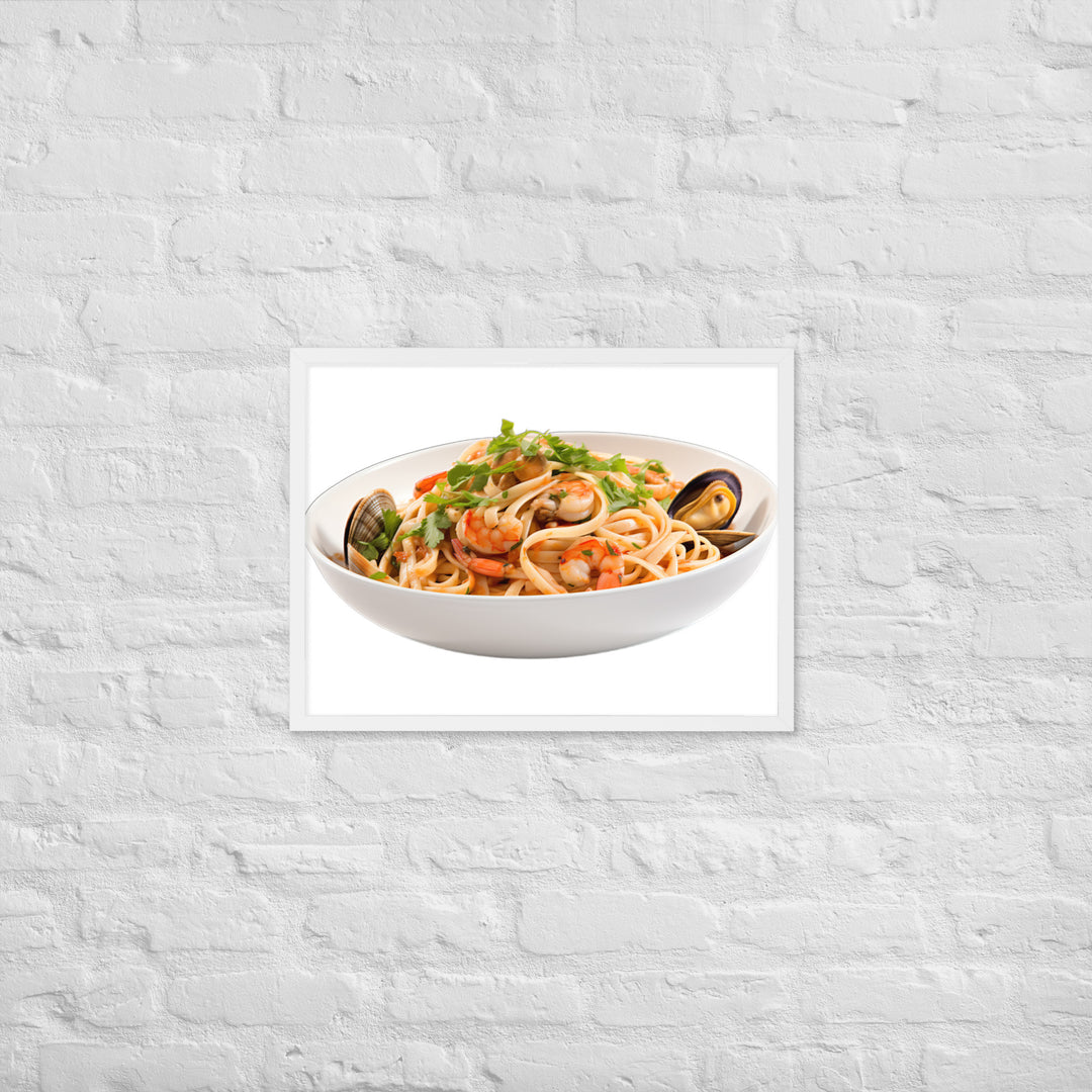 Seafood Linguine Delight Framed poster 🤤 from Yumify.AI