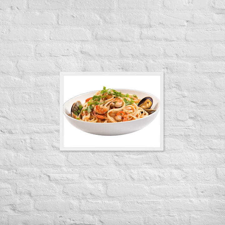 Seafood Linguine Delight Framed poster 🤤 from Yumify.AI