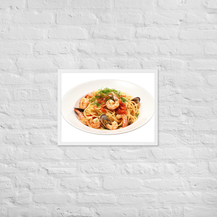 Seafood Linguine Delight Framed poster 🤤 from Yumify.AI