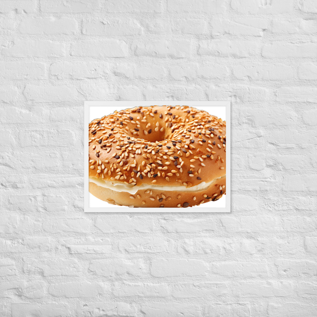 Sesame Seed Bagel Framed poster 🤤 from Yumify.AI