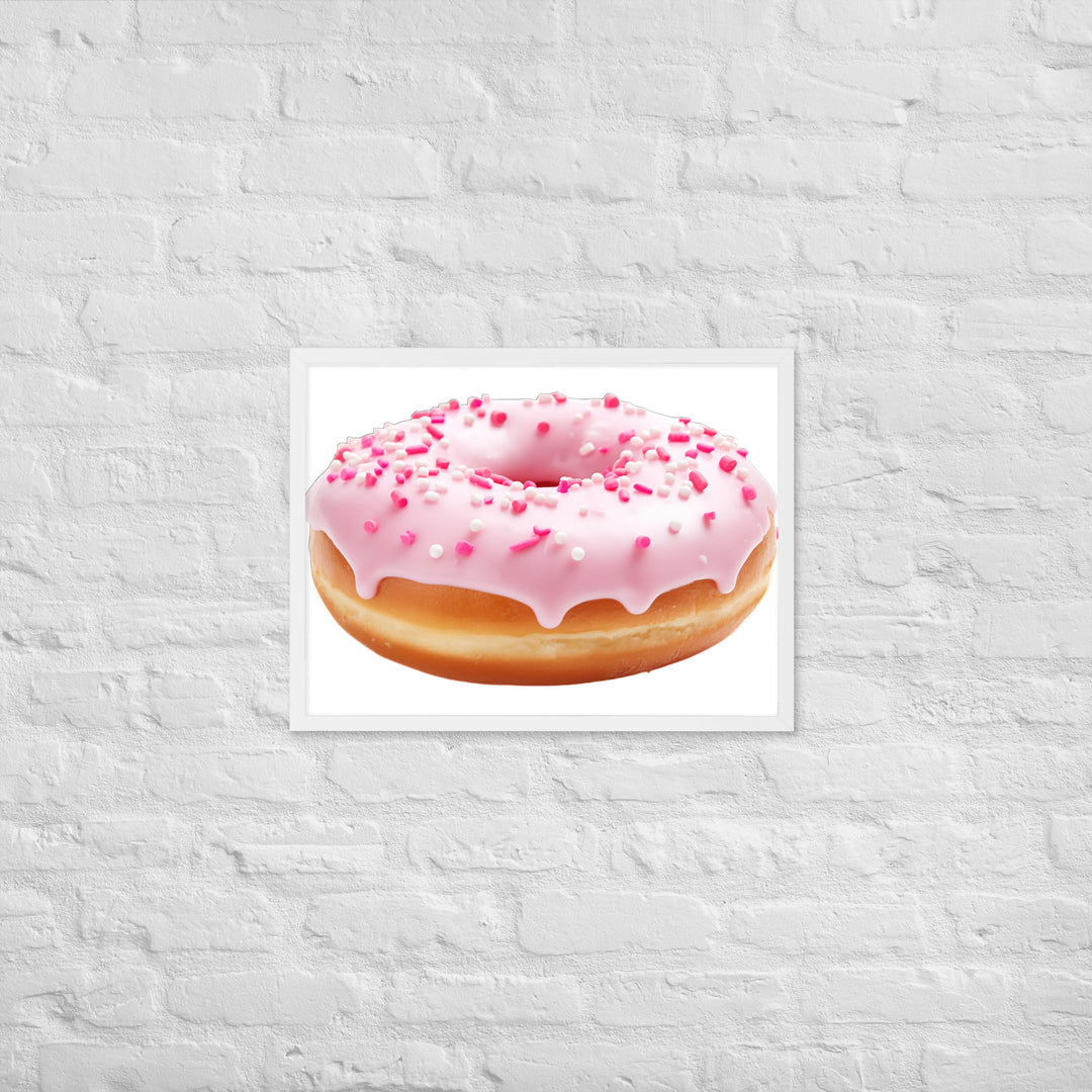 Strawberry Frosted Donut Framed poster 🤤 from Yumify.AI