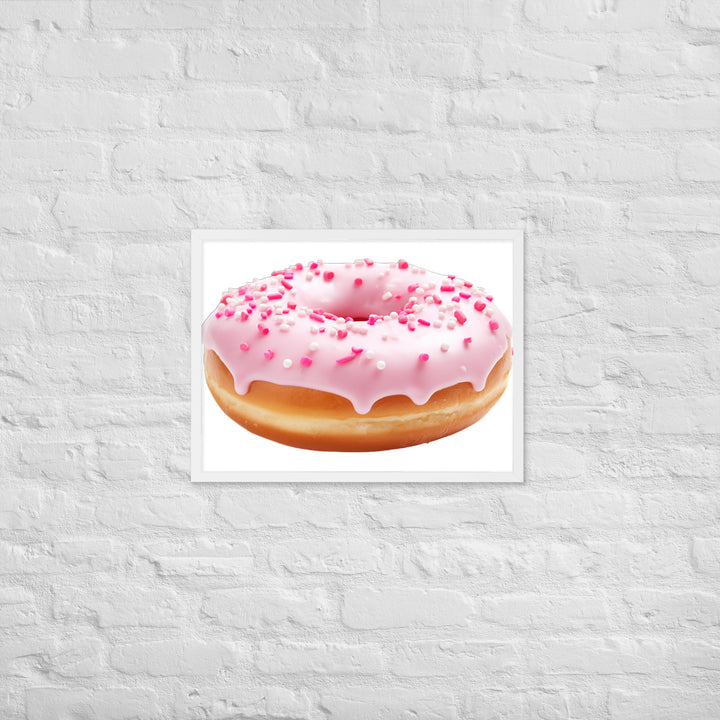 Strawberry Frosted Donut Framed poster 🤤 from Yumify.AI