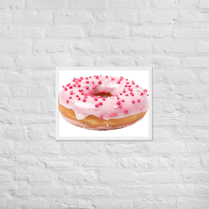 Strawberry Frosted Donut Framed poster 🤤 from Yumify.AI